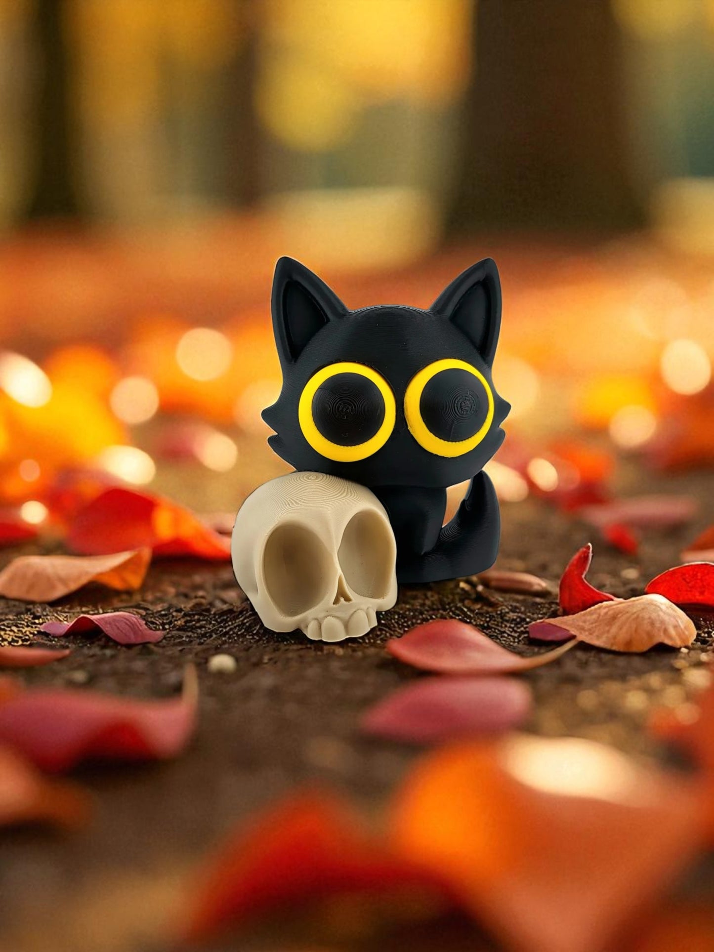 Black cat, white skull: a haunting duo