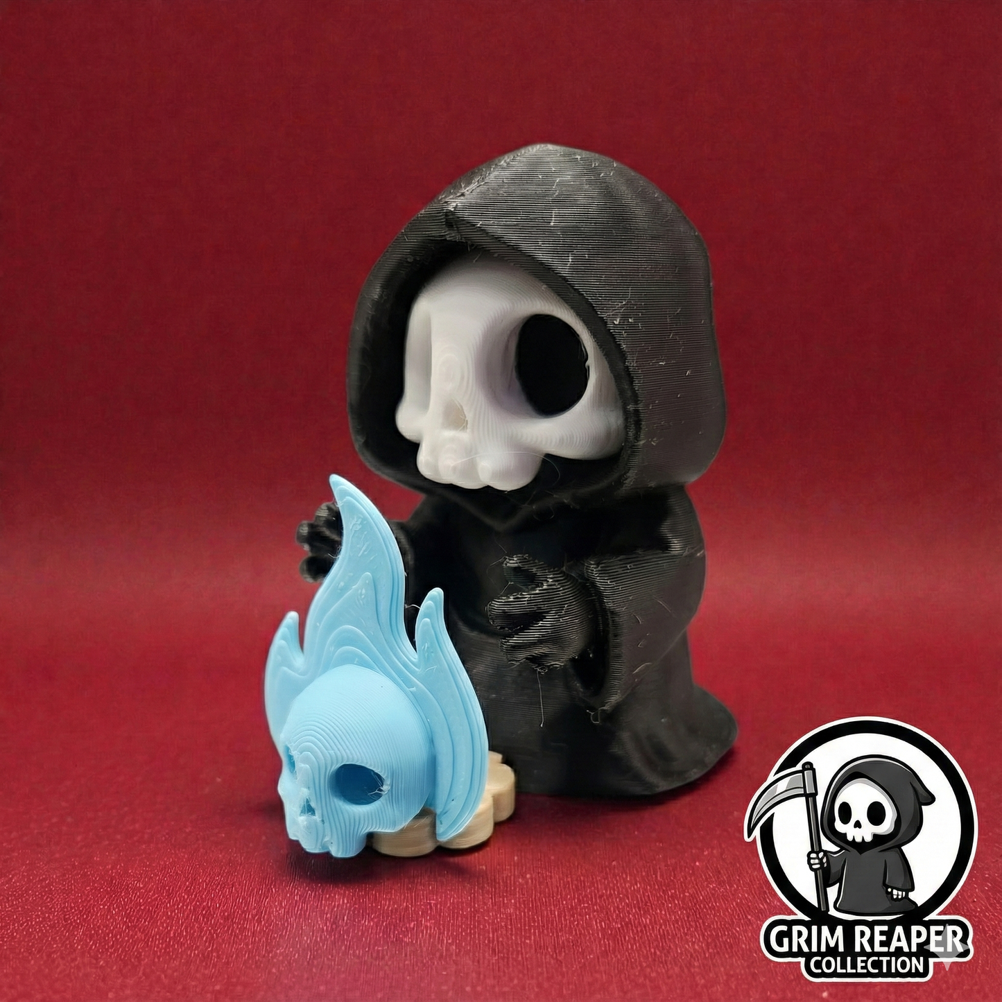 Grim Reaper Warming Hands "Soul Fire" Figurine | Cute Gothic Desk Decor
