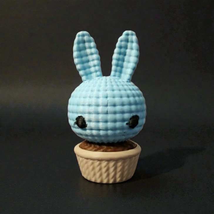 Crochet-Style 3D Printed Bunny Succulent – Faux-Knit Desk Buddy & Decorative Planter