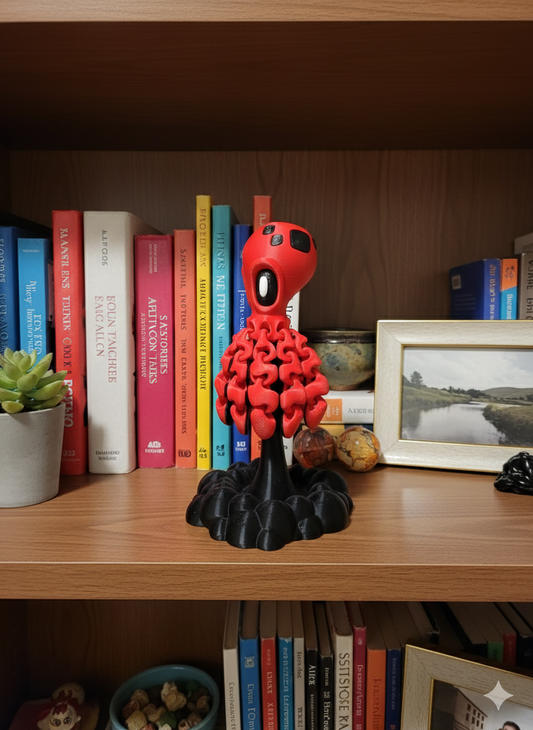 8" Articulated Octopus & Ink Blob Stand Set – Includes 2 Mini Crabs – 3D Printed Marine Art