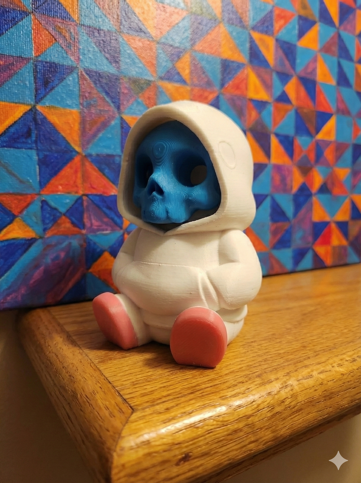 Cute 3D Printed Skeleton in Hoodie Figurine - Blue Skull Desk