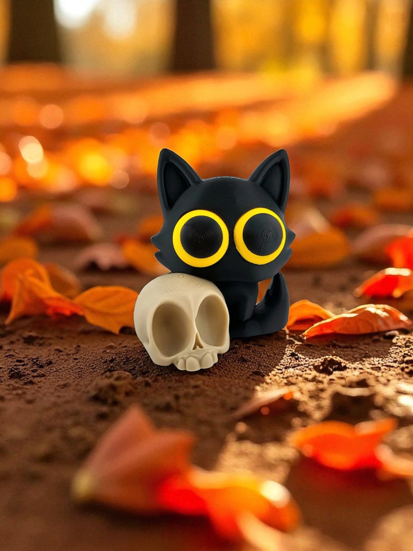 Black cat, white skull: a haunting duo