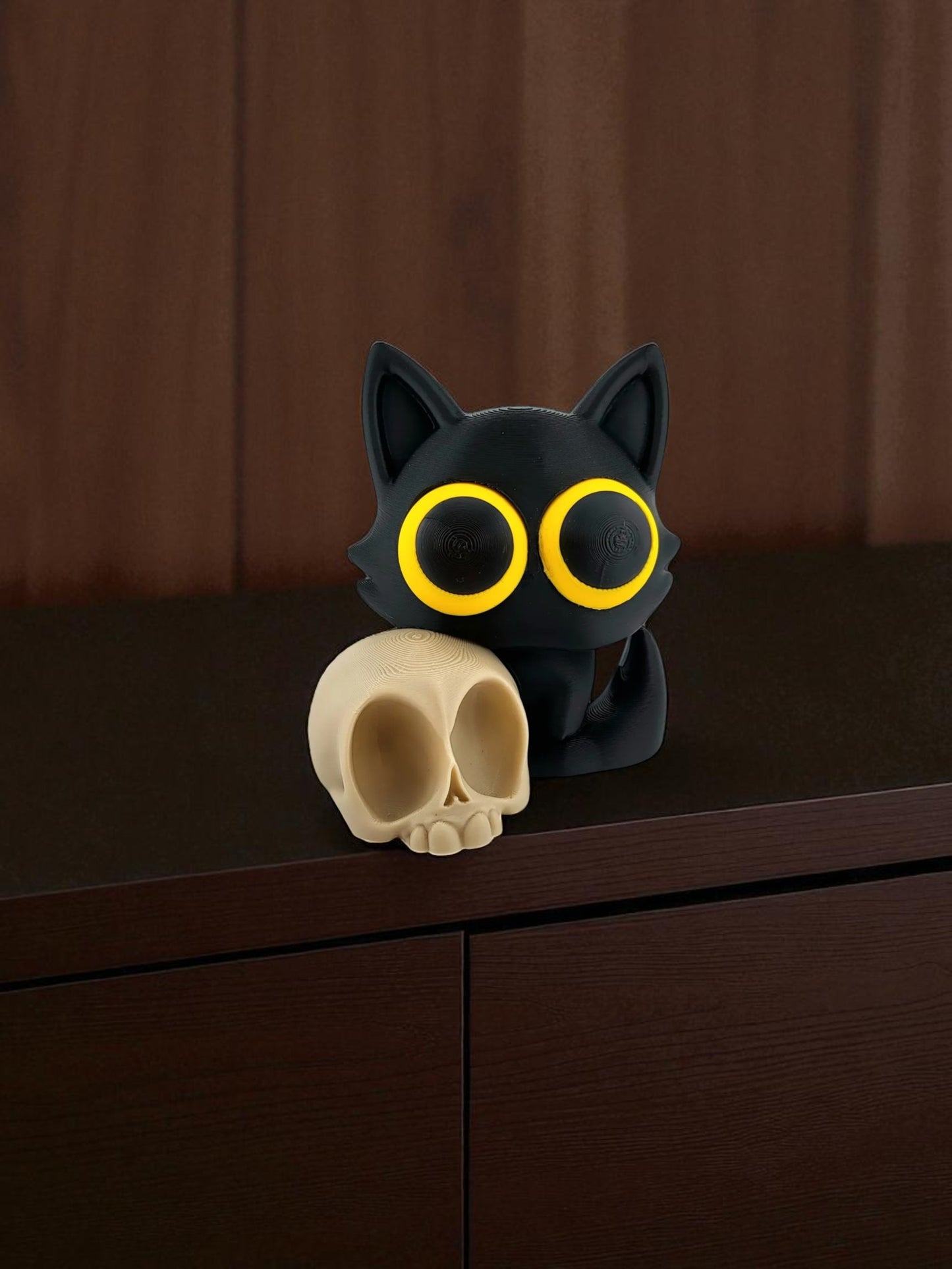 Black cat, white skull: a haunting duo