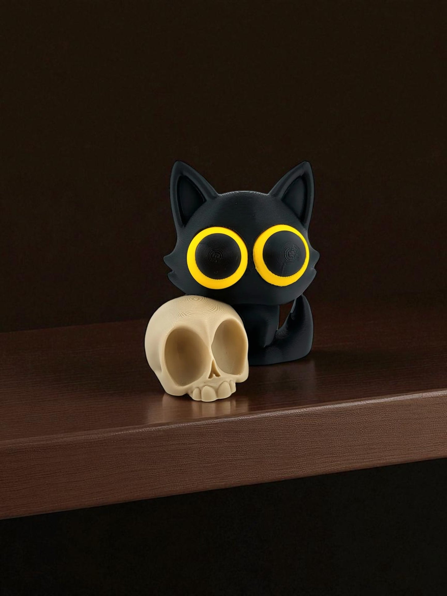 Black cat, white skull: a haunting duo