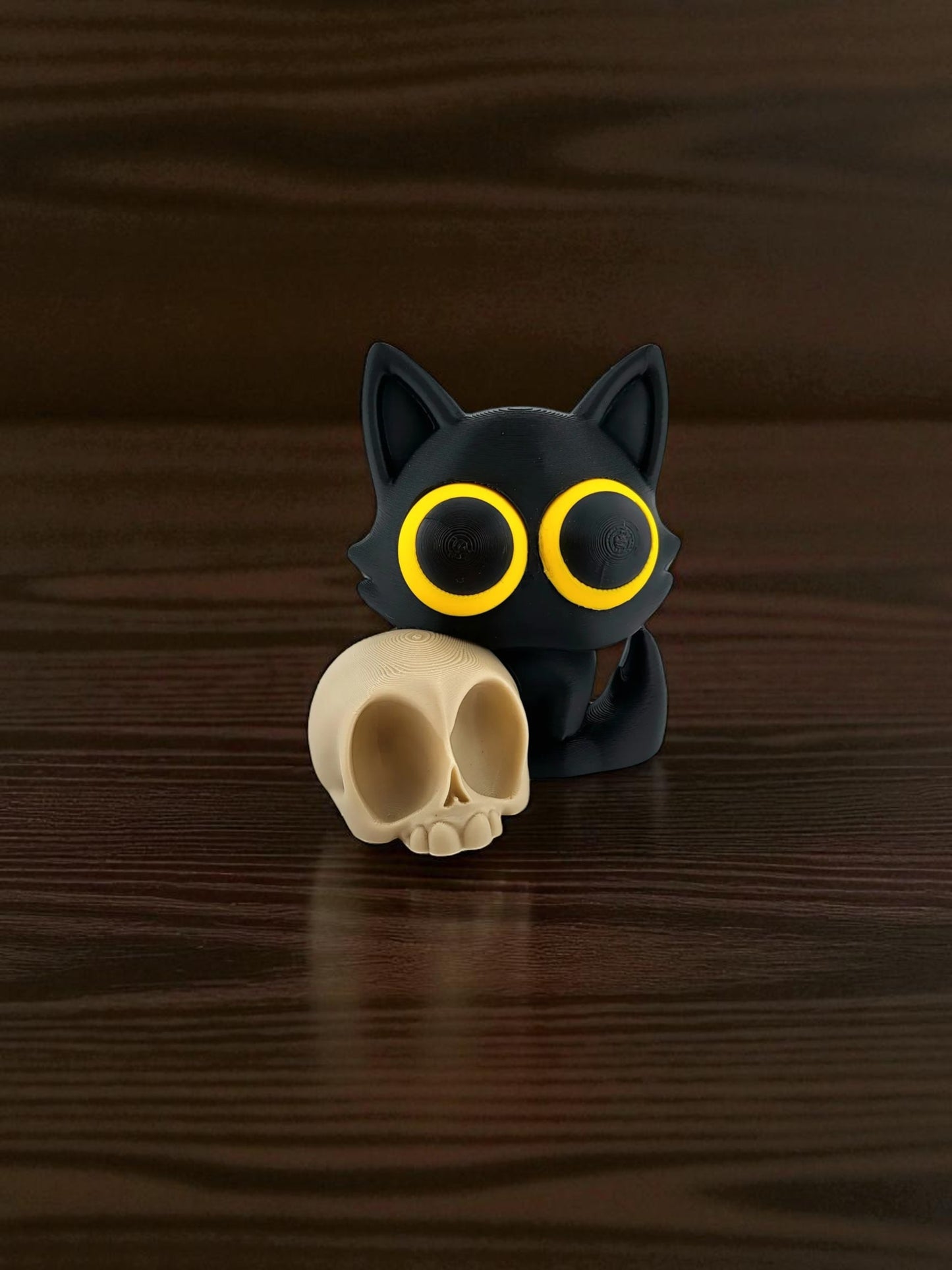 Black cat, white skull: a haunting duo