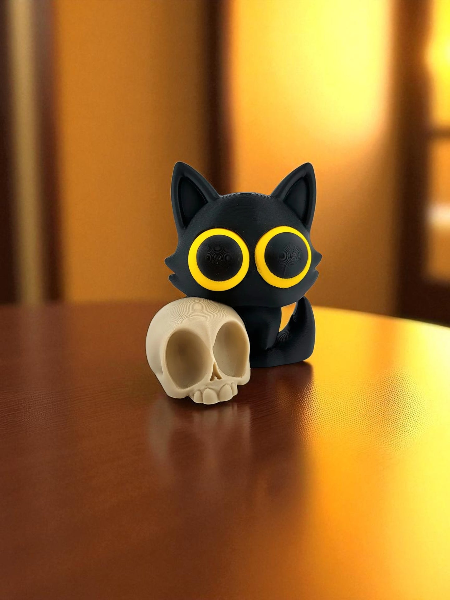 Black cat, white skull: a haunting duo