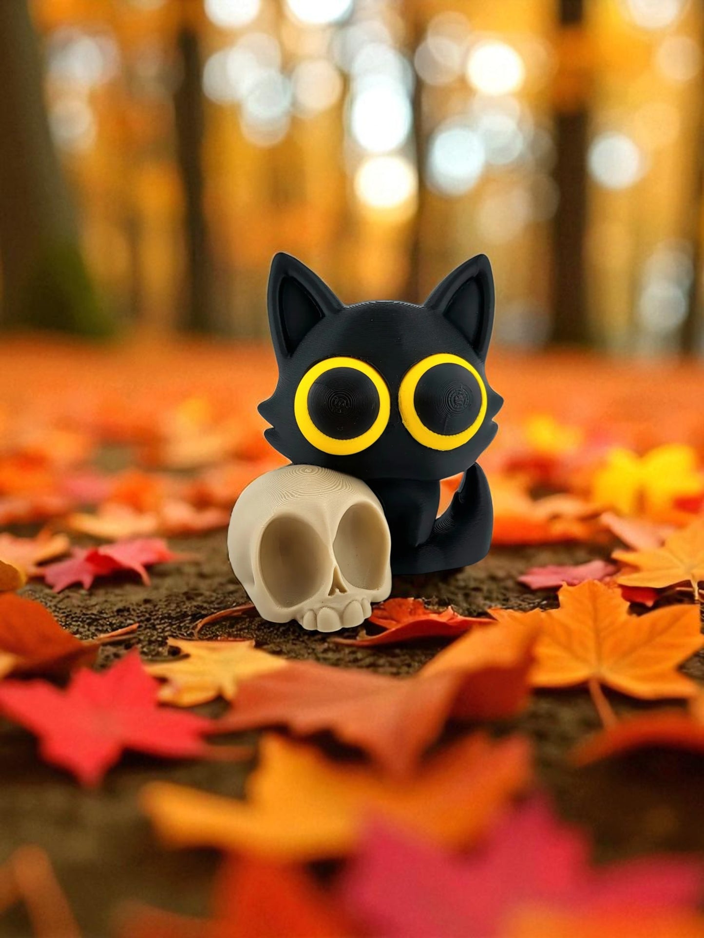 Black cat, white skull: a haunting duo