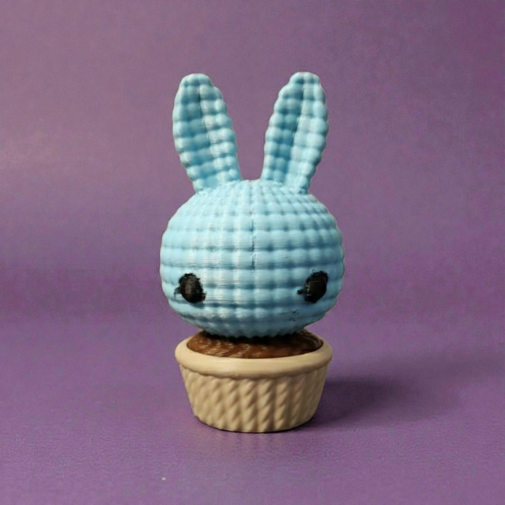 Crochet-Style 3D Printed Bunny Succulent – Faux-Knit Desk Buddy & Decorative Planter