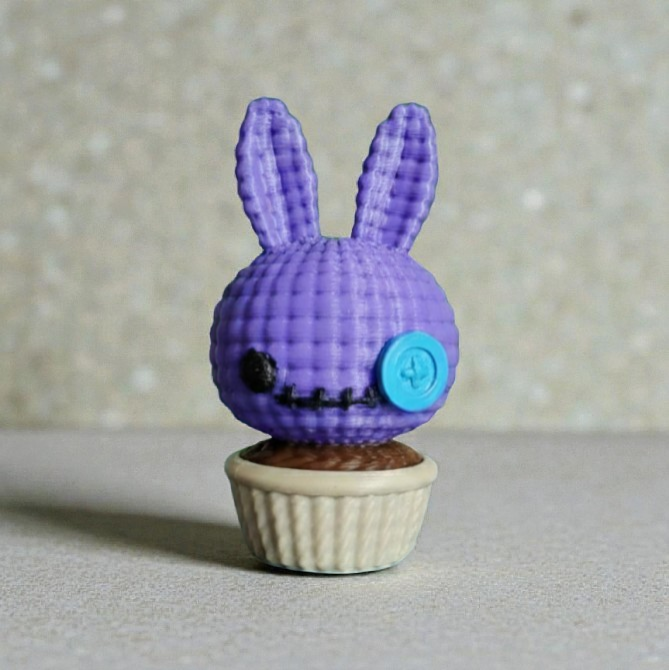 Crochet-Style 3D Printed Bunny Succulent – Faux-Knit Desk Buddy & Decorative Planter