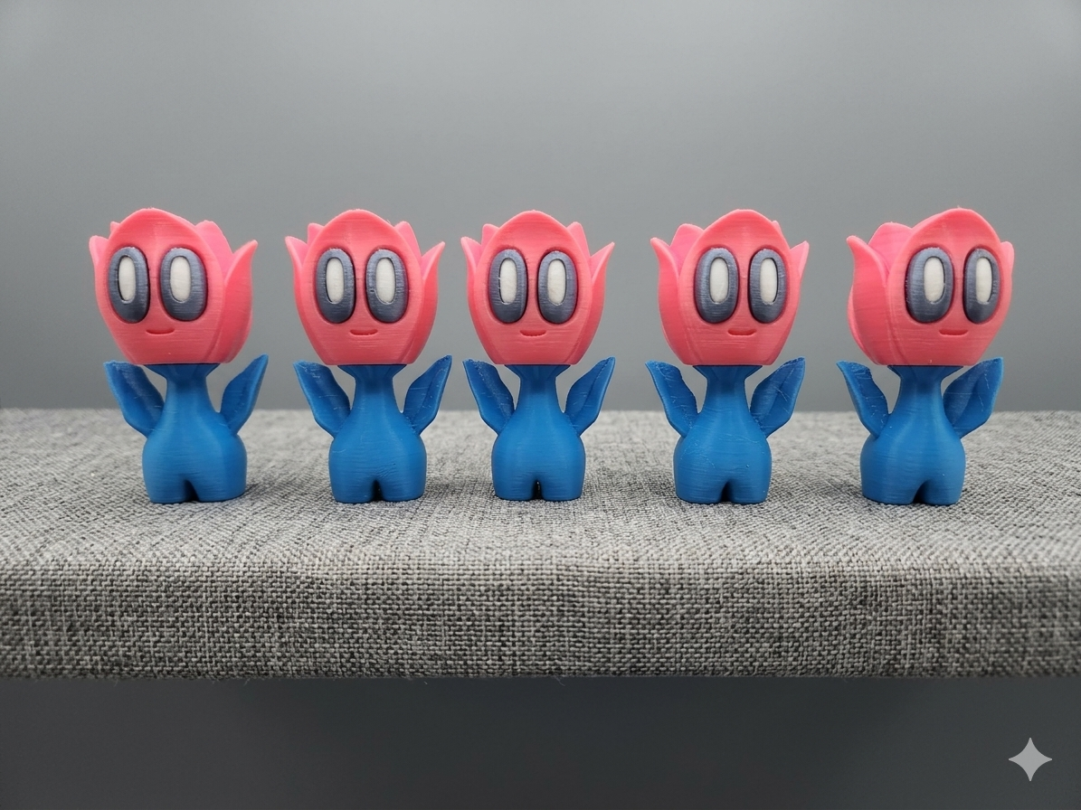 Tulip Sprite Collectible – Handmade 3D Printed Flower Figurine – Spooky Cute Desk Companion