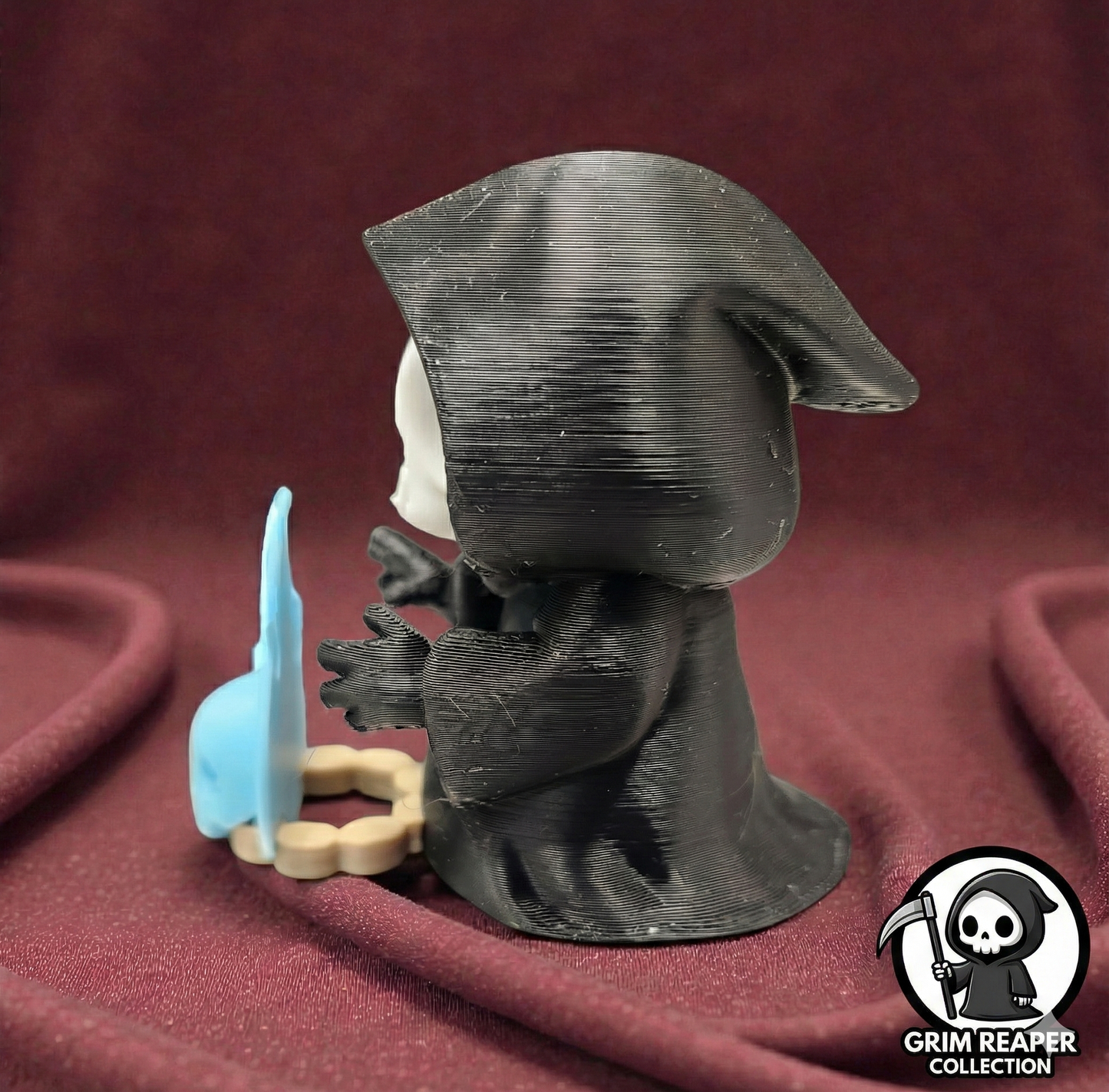 Grim Reaper Warming Hands "Soul Fire" Figurine | Cute Gothic Desk Decor