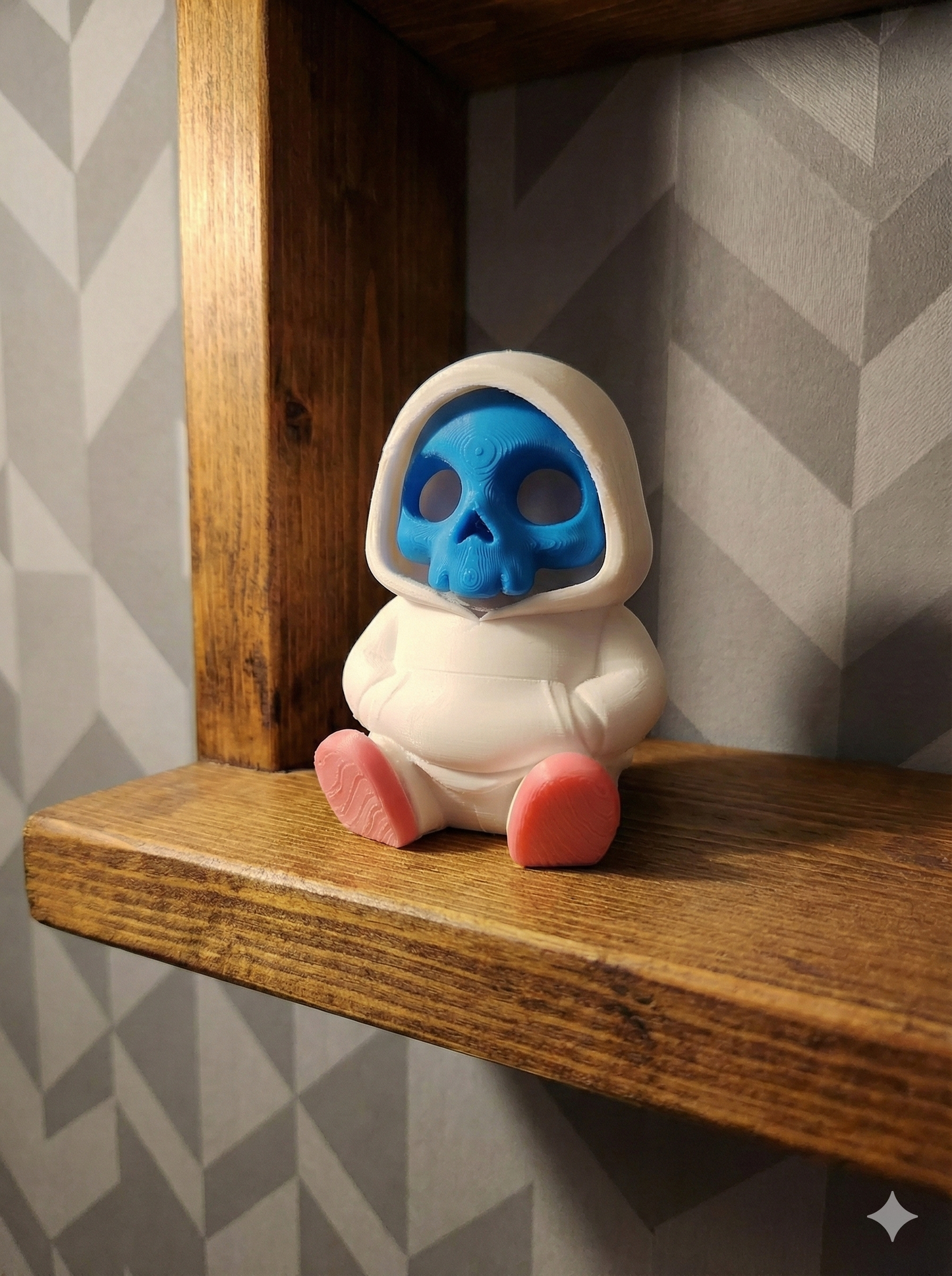 Cute 3D Printed Skeleton in Hoodie Figurine - Blue Skull Desk