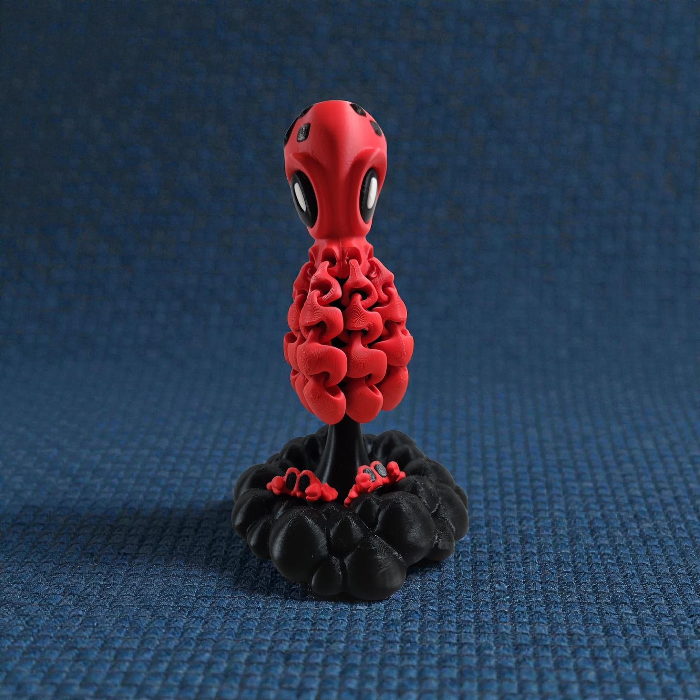 8" Articulated Octopus & Ink Blob Stand Set – Includes 2 Mini Crabs – 3D Printed Marine Art