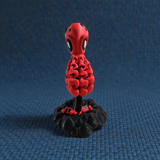 8" Articulated Octopus & Ink Blob Stand Set – Includes 2 Mini Crabs – 3D Printed Marine Art