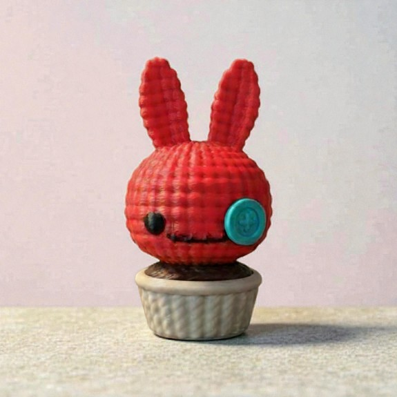 Crochet-Style 3D Printed Bunny Succulent – Faux-Knit Desk Buddy & Decorative Planter