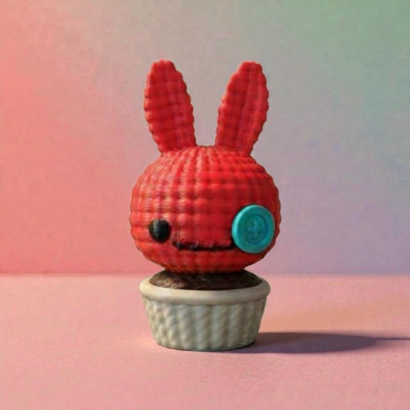 Crochet-Style 3D Printed Bunny Succulent – Faux-Knit Desk Buddy & Decorative Planter