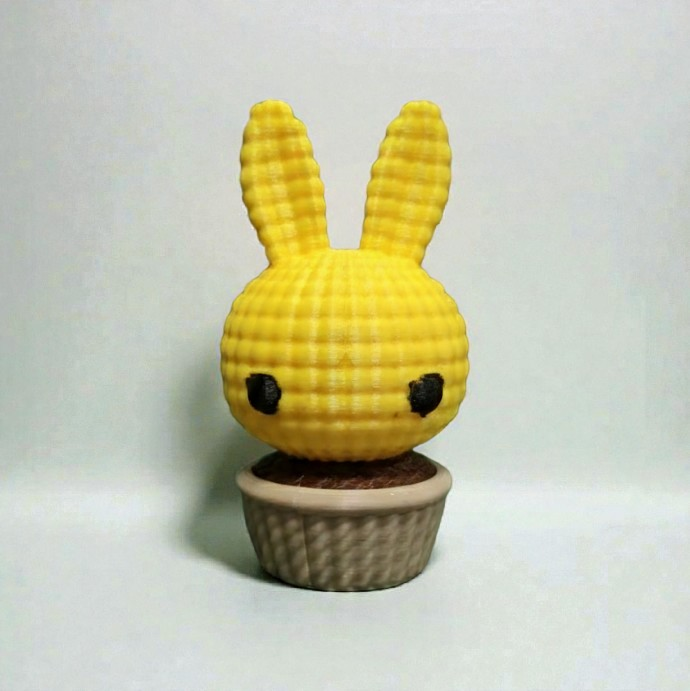 Crochet-Style 3D Printed Bunny Succulent – Faux-Knit Desk Buddy & Decorative Planter