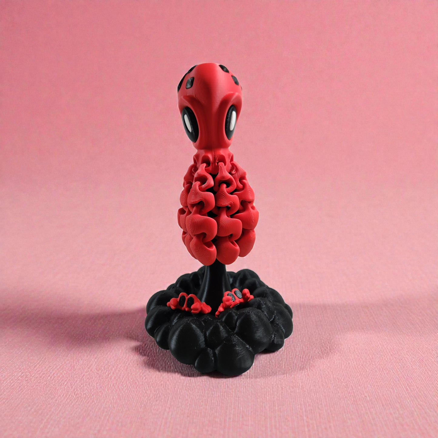 8" Articulated Octopus & Ink Blob Stand Set – Includes 2 Mini Crabs – 3D Printed Marine Art