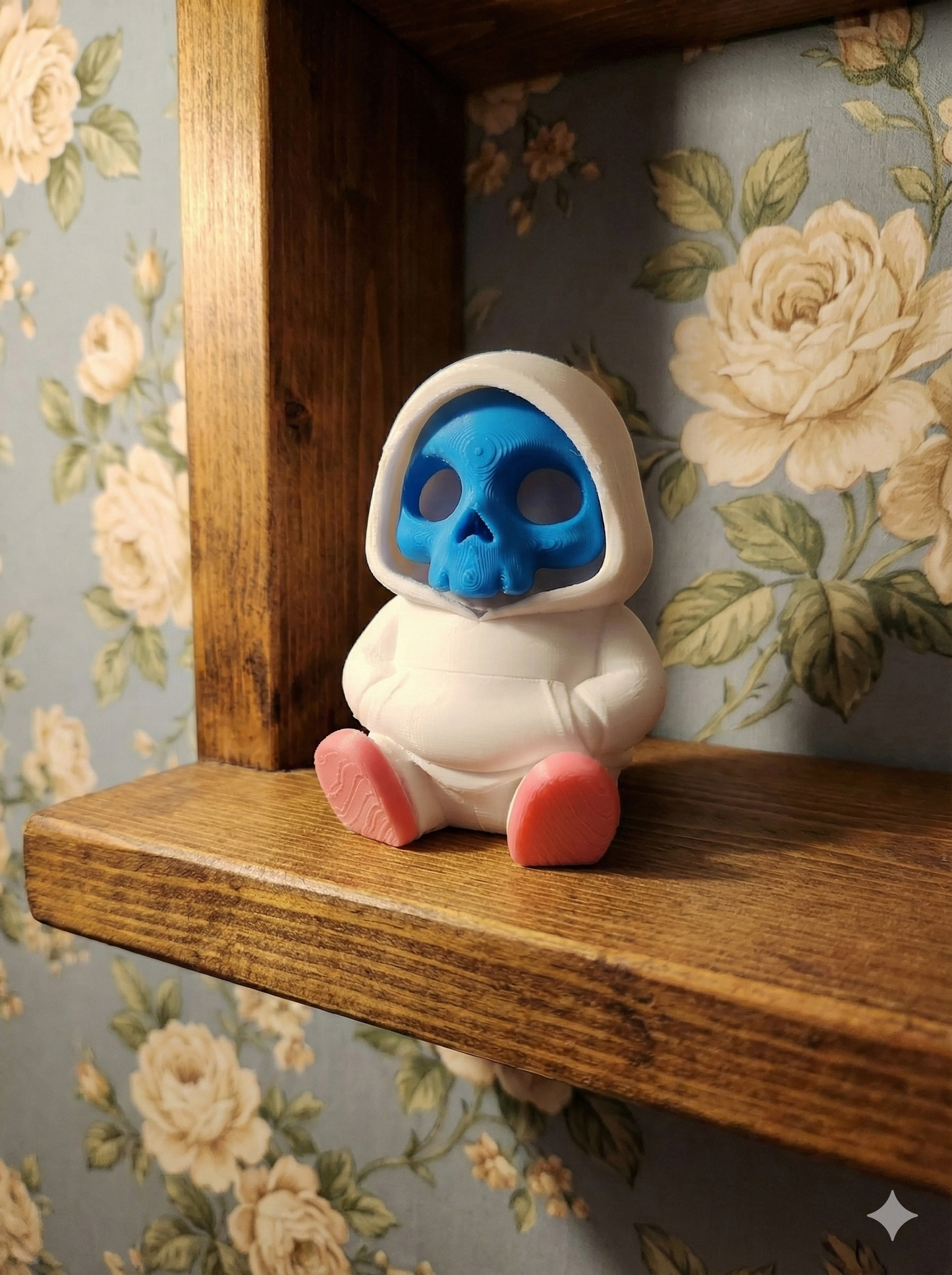 Cute 3D Printed Skeleton in Hoodie Figurine - Blue Skull Desk