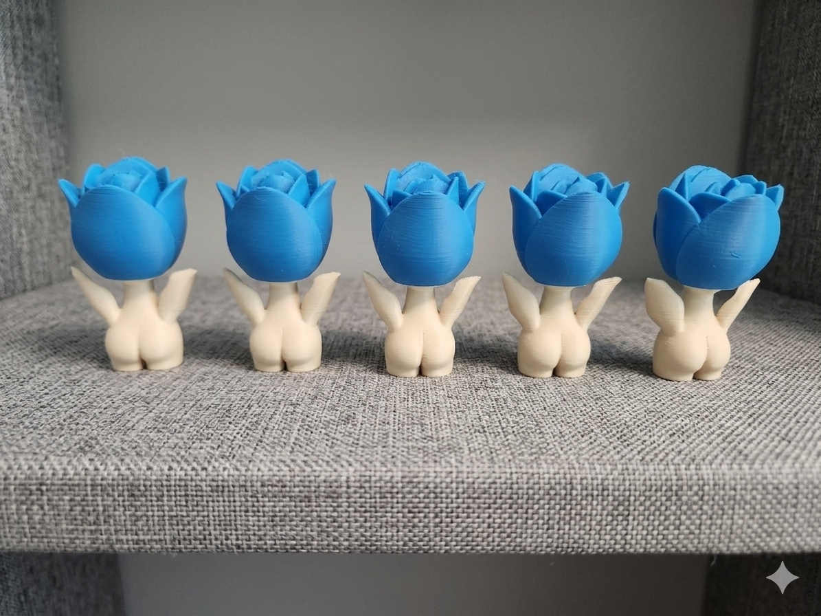 Tulip Sprite Collectible – Handmade 3D Printed Flower Figurine – Spooky Cute Desk Companion