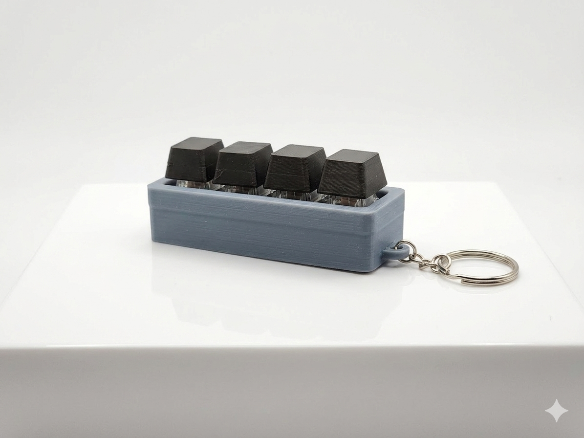 Mechanical Key Switch Fidget Clicker Keychain | 4-Key Tactile EDC Stress Toy
