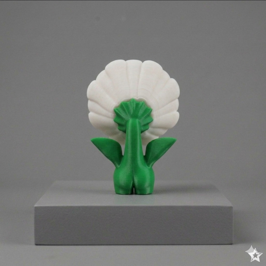 3D Printed Sitting Flower Friend – Cute Desk Pet Figurine in Mini Pot
