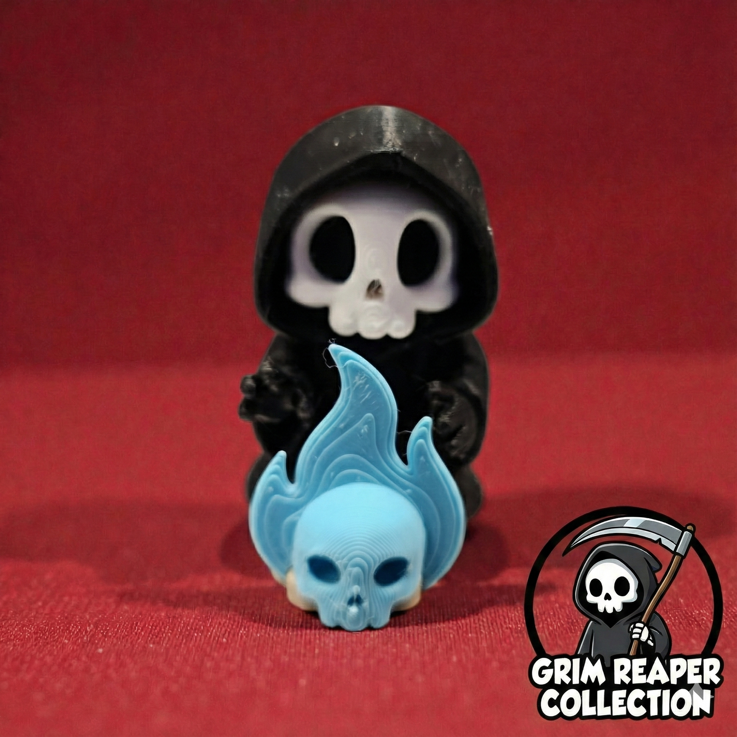 Grim Reaper Warming Hands "Soul Fire" Figurine | Cute Gothic Desk Decor
