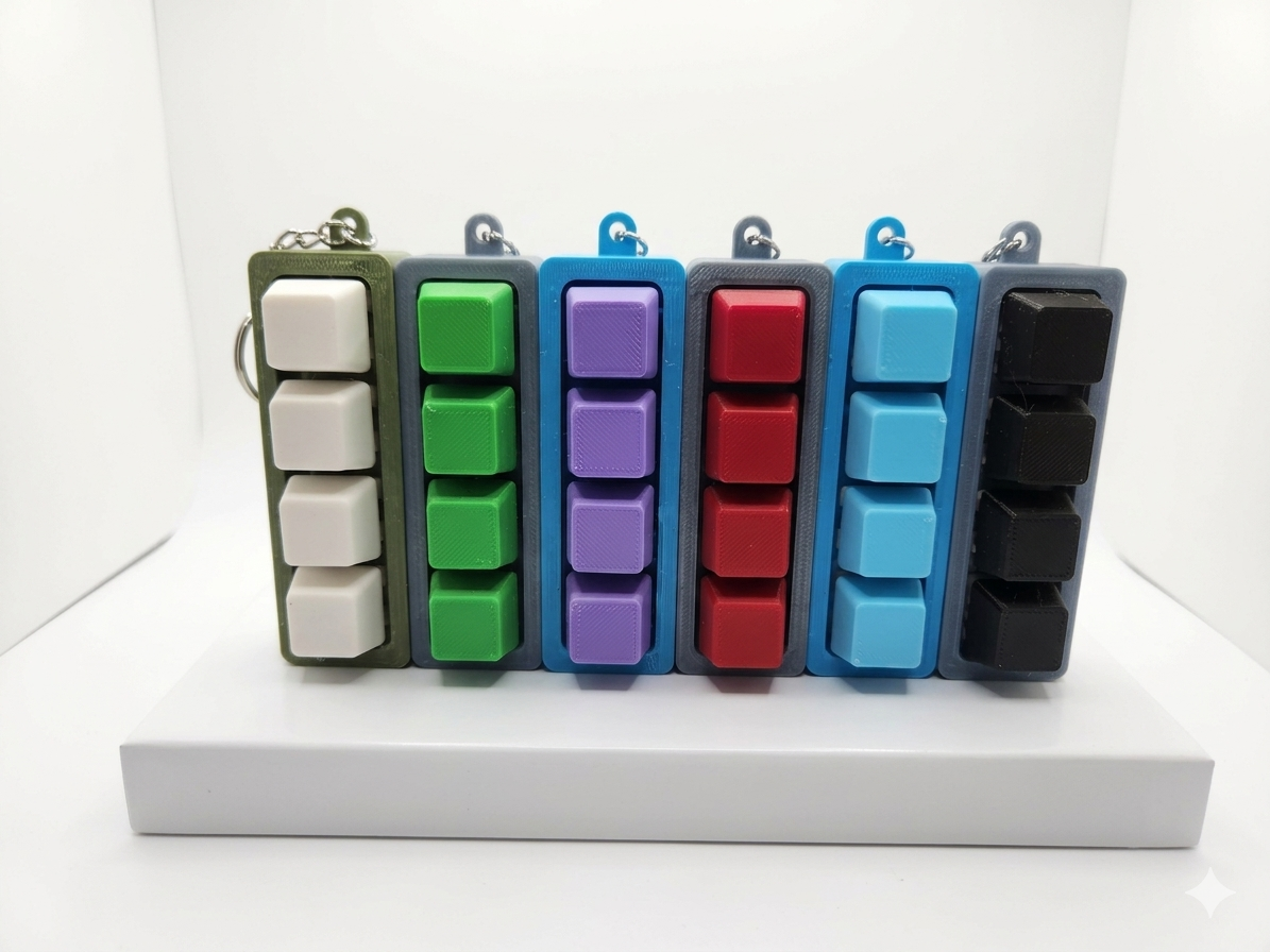 Mechanical Key Switch Fidget Clicker Keychain | 4-Key Tactile EDC Stress Toy