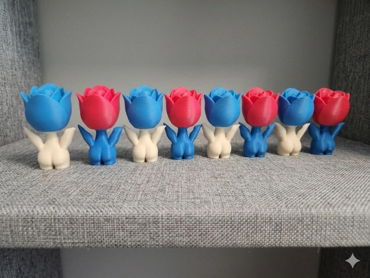 Tulip Sprite Collectible – Handmade 3D Printed Flower Figurine – Spooky Cute Desk Companion
