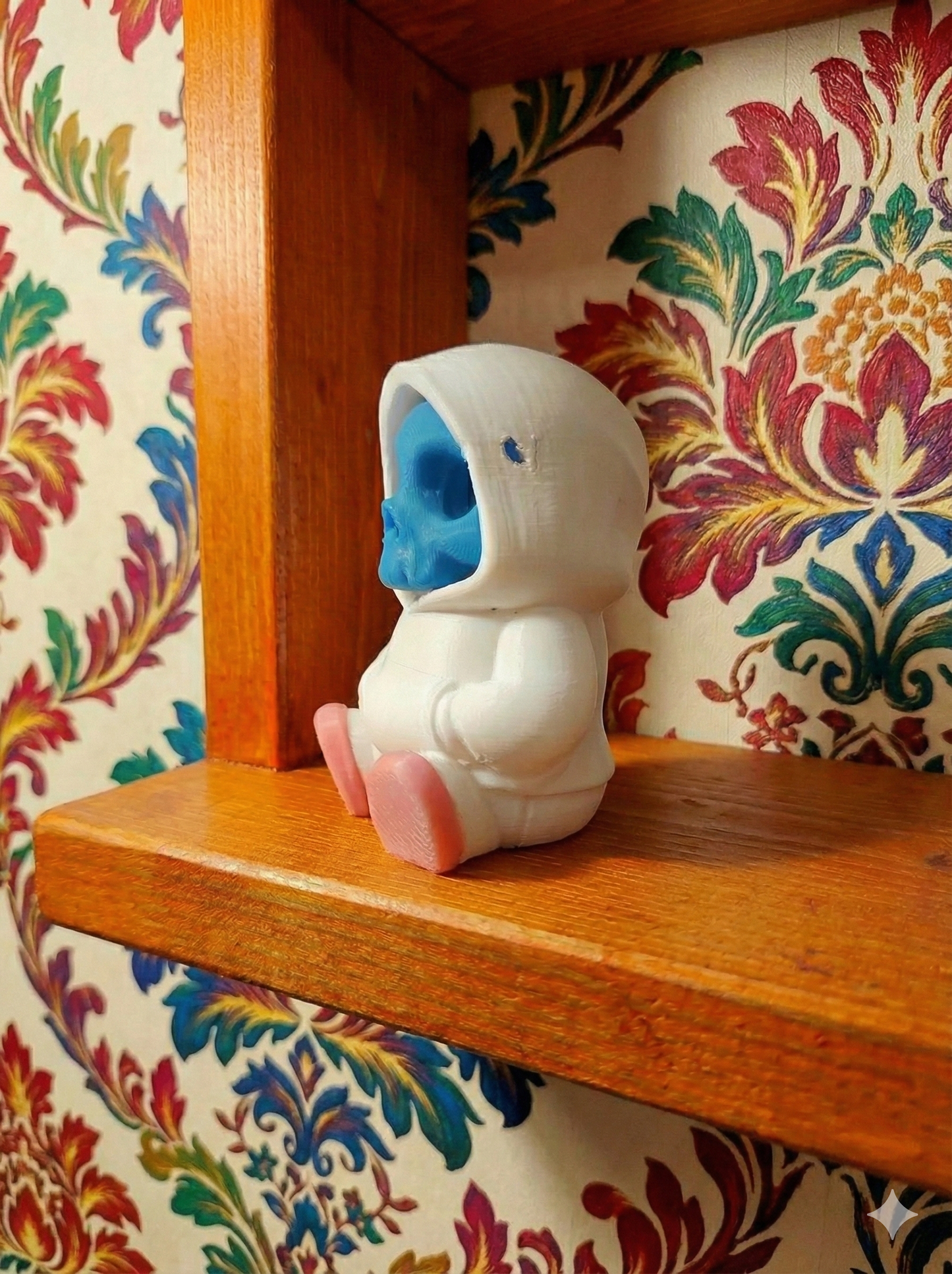 Cute 3D Printed Skeleton in Hoodie Figurine - Blue Skull Desk