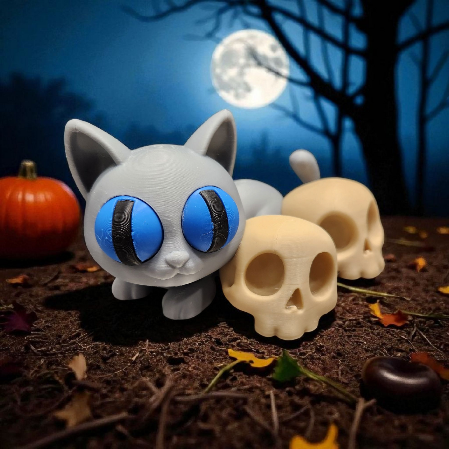Spooky Cat & Skulls Halloween Display
