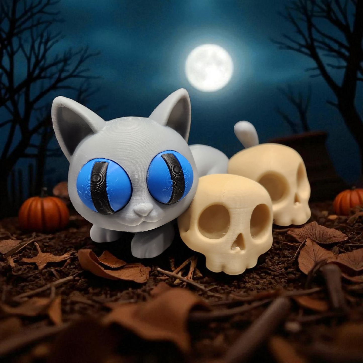 Spooky Cat & Skulls Halloween Display