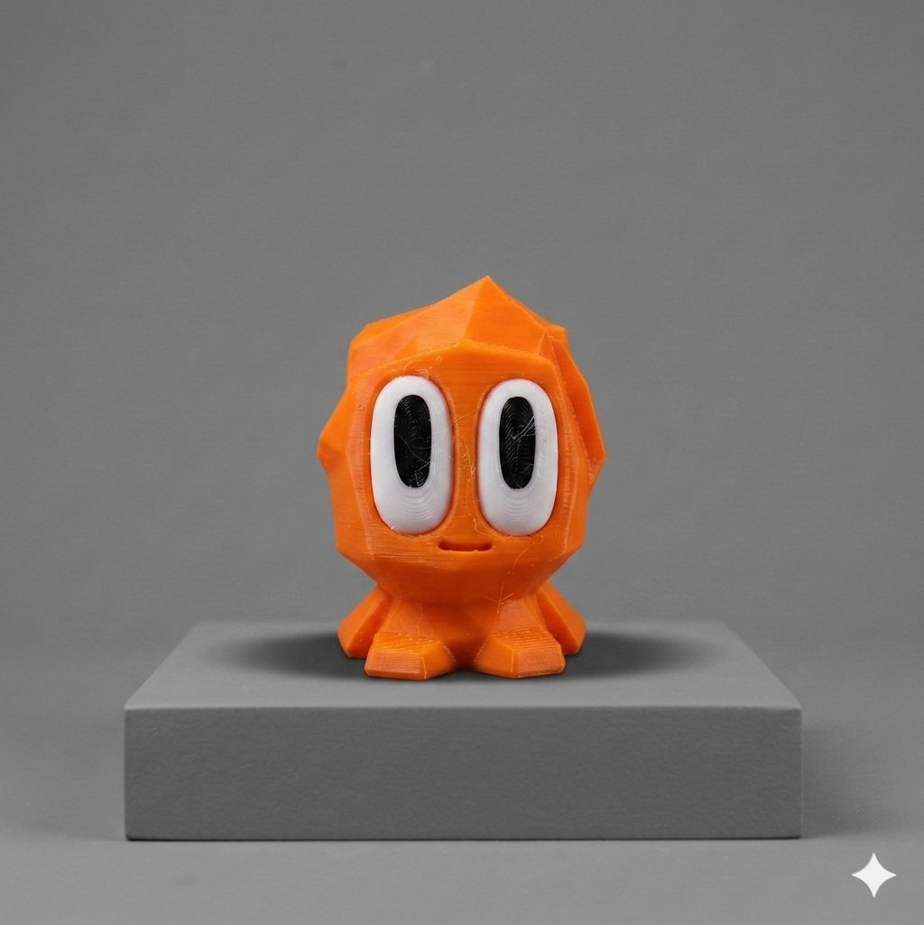 Geo-Buddy: Low-Poly 3D Printed Desk Companion – "The Ember Rock" Art Toy