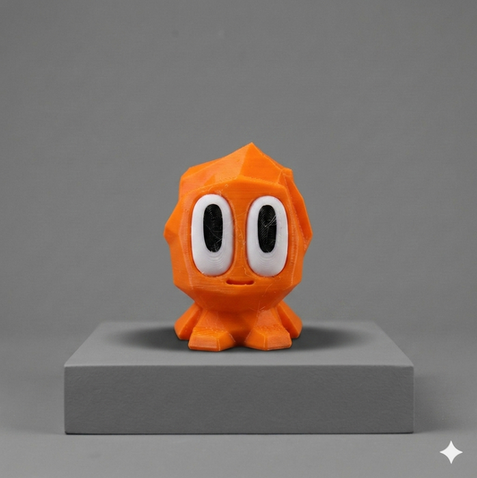Geo-Buddy: Low-Poly 3D Printed Desk Companion – "The Ember Rock" Art Toy