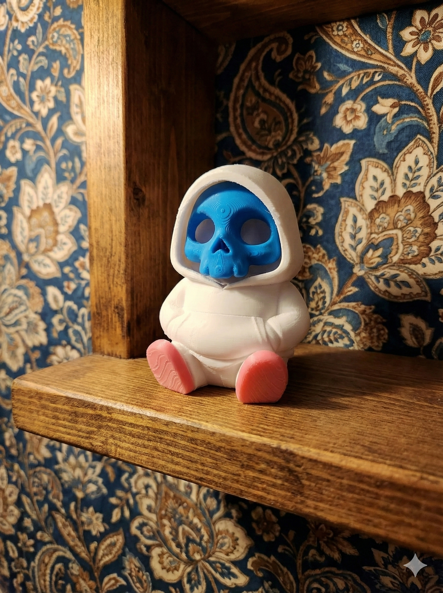 Cute 3D Printed Skeleton in Hoodie Figurine - Blue Skull Desk