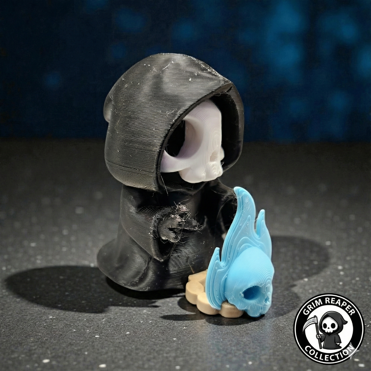 Grim Reaper Warming Hands "Soul Fire" Figurine | Cute Gothic Desk Decor