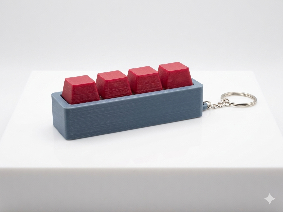 Mechanical Key Switch Fidget Clicker Keychain | 4-Key Tactile EDC Stress Toy