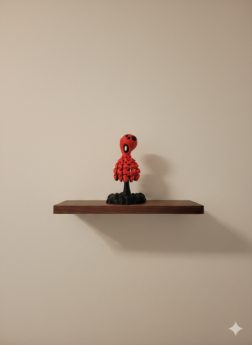 8" Articulated Octopus & Ink Blob Stand Set – Includes 2 Mini Crabs – 3D Printed Marine Art