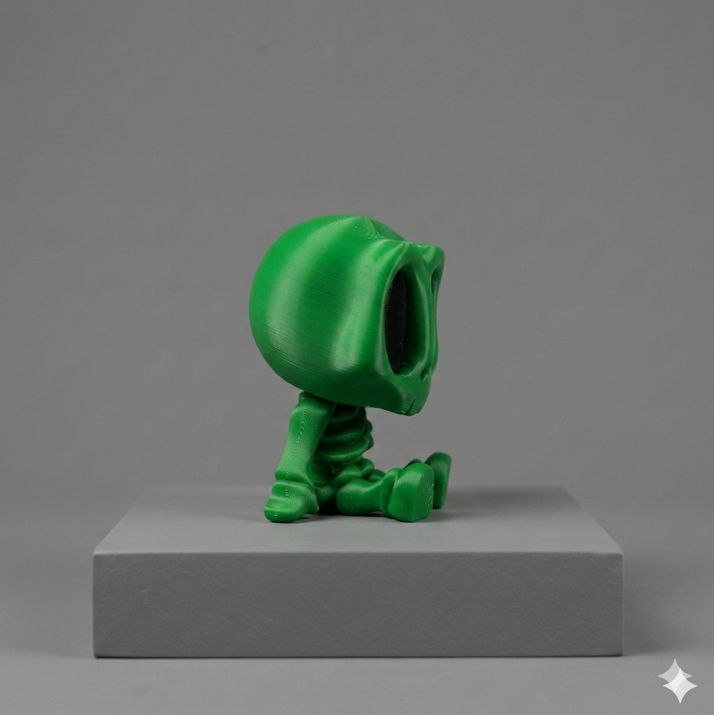Articulated Mini Sitting Skeleton - 3D Printed Stylized Desktop Decor & Collectible