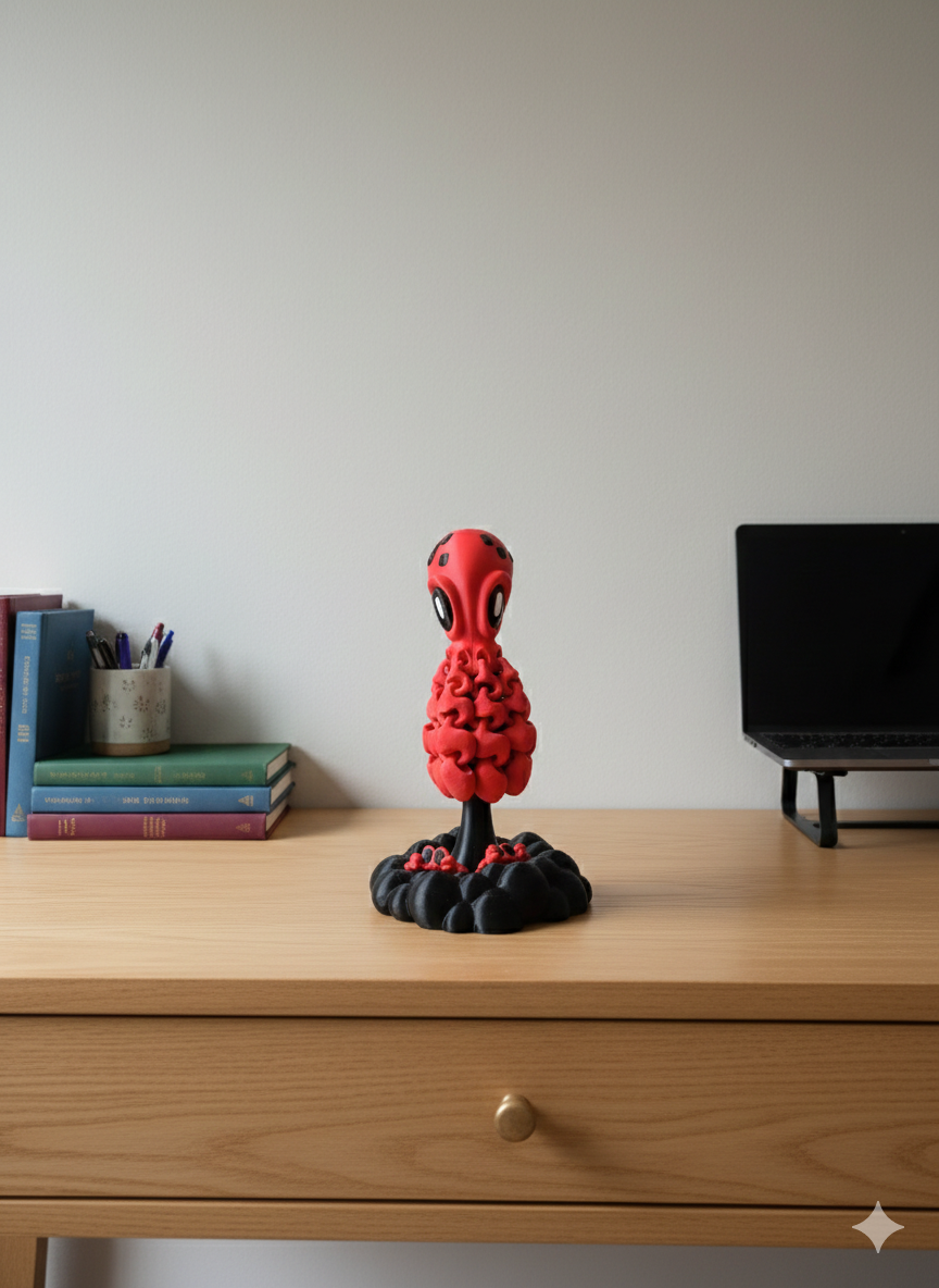 8" Articulated Octopus & Ink Blob Stand Set – Includes 2 Mini Crabs – 3D Printed Marine Art