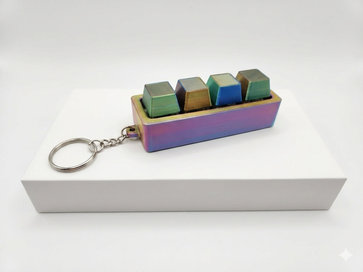 Mechanical Key Switch Fidget Clicker Keychain | 4-Key Tactile EDC Stress Toy