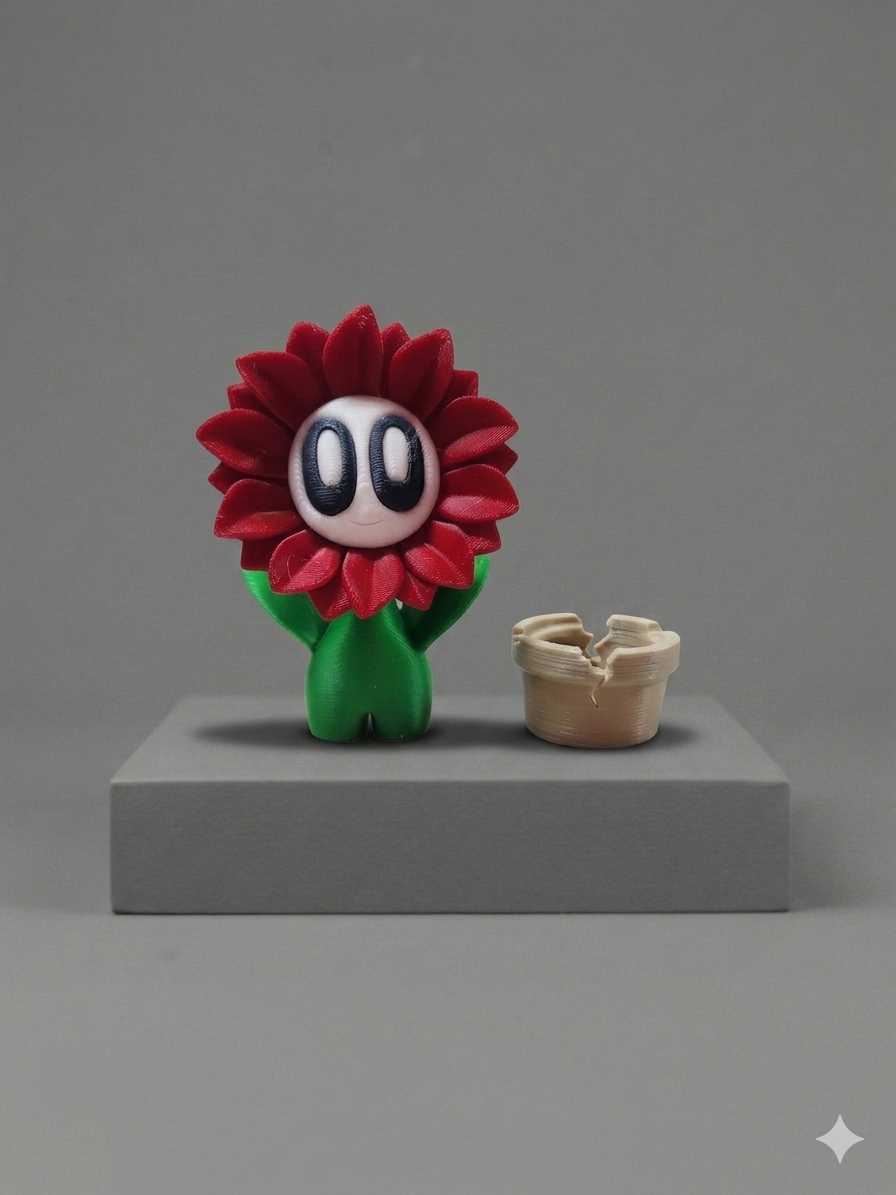 3D Printed Potted Flower – Interactive Desk Toy & Collectible