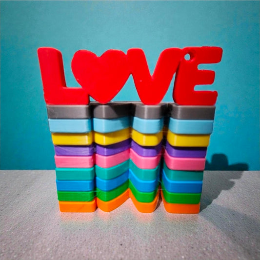 3D Printed Rainbow "LOVE" Keychain & Desk Accessory – Vibrant Pride Decor