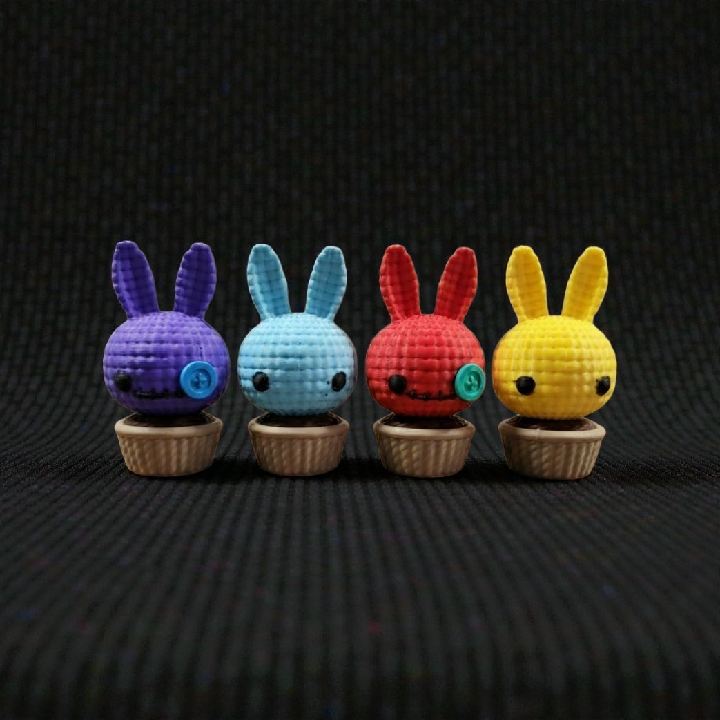 Crochet-Style 3D Printed Bunny Succulent – Faux-Knit Desk Buddy & Decorative Planter