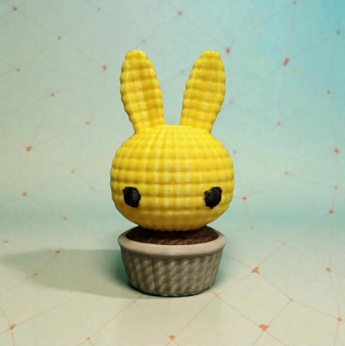 Crochet-Style 3D Printed Bunny Succulent – Faux-Knit Desk Buddy & Decorative Planter