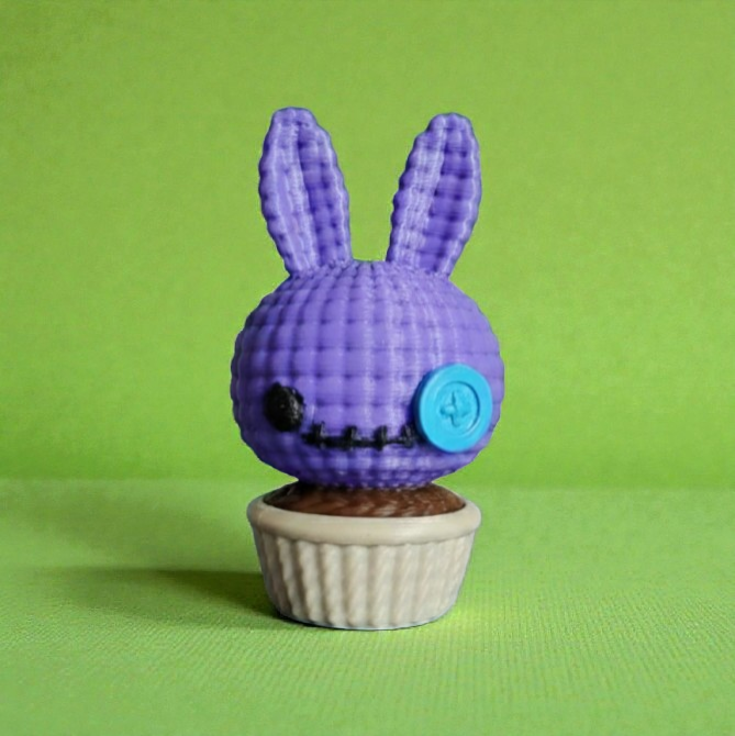 Crochet-Style 3D Printed Bunny Succulent – Faux-Knit Desk Buddy & Decorative Planter