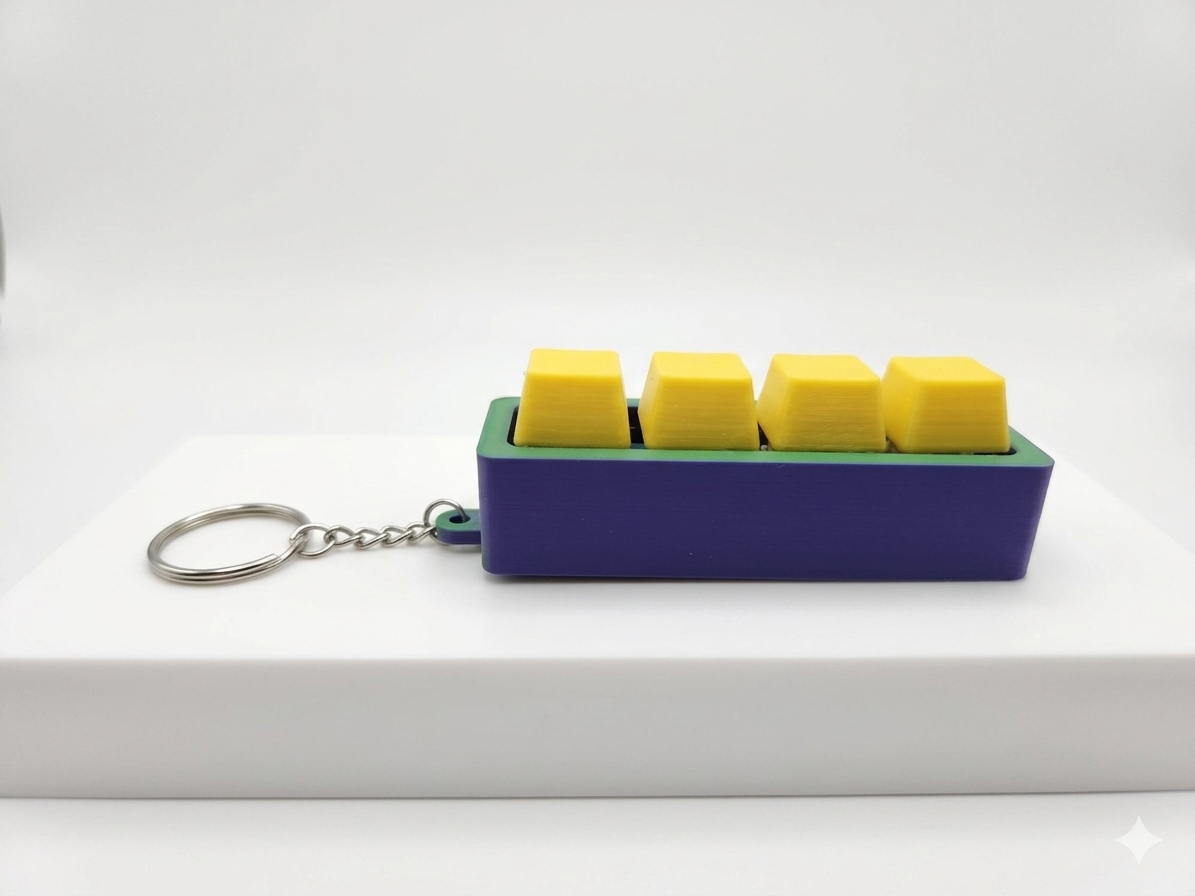 Mechanical Key Switch Fidget Clicker Keychain | 4-Key Tactile EDC Stress Toy