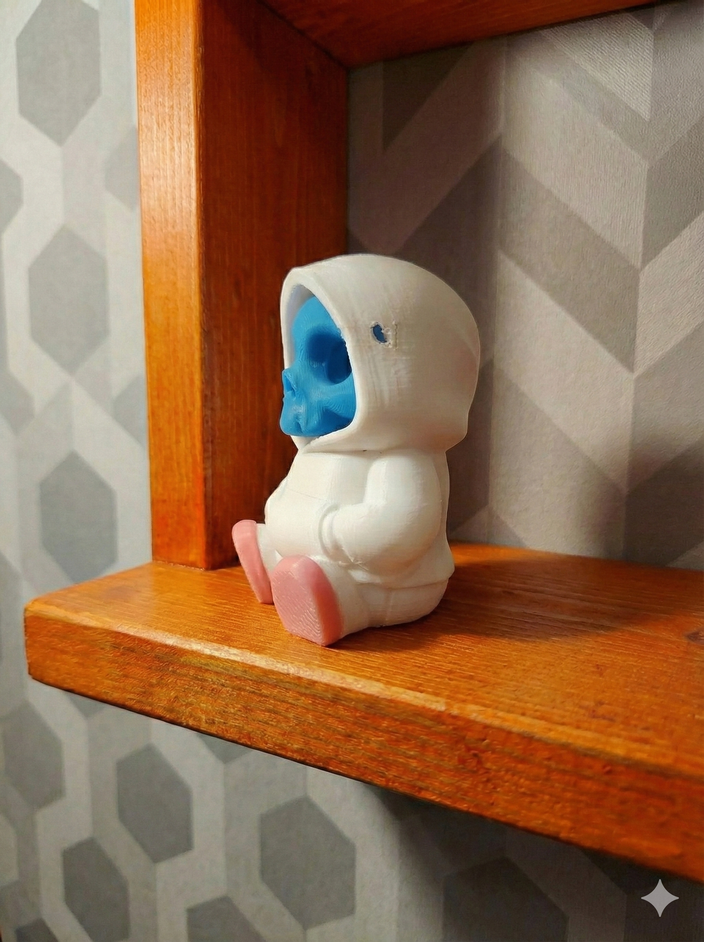 Cute 3D Printed Skeleton in Hoodie Figurine - Blue Skull Desk