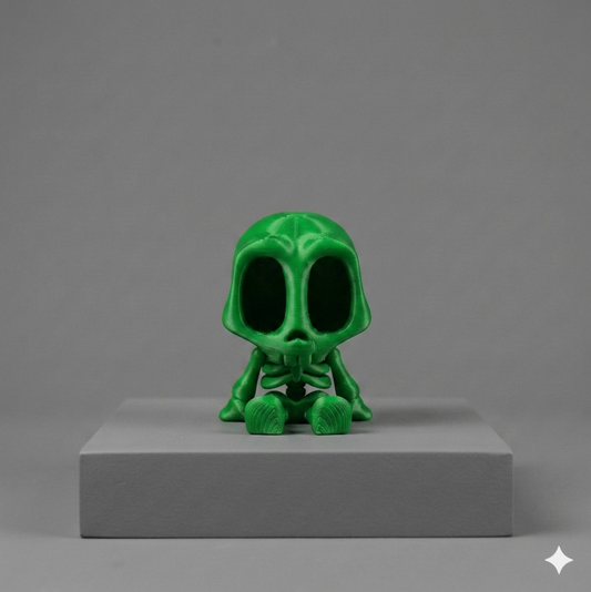 Articulated Mini Sitting Skeleton - 3D Printed Stylized Desktop Decor & Collectible